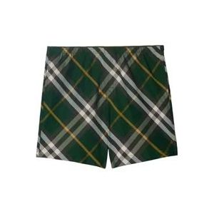 Burberry Groene Geruite Twill Shorts , Green , Heren , Maat: M