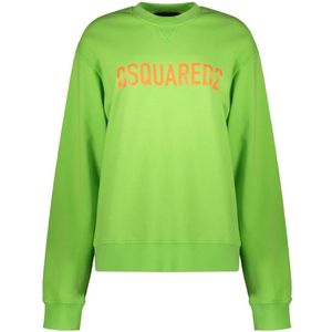 Dsquared2, Dames, Sweatshirts & Hoodies, Groen, Maat: XS Katoen,