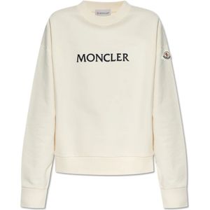 Moncler - Sweatshirt - Crème - 100% Katoen - Ronde Hals - Lange Mouwen
