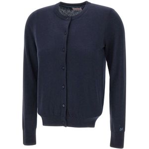 Sun68, Dames, Truien, Blauw, Maat: M Katoen,