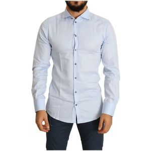 Dolce & Gabbana, Heren, Overhemden, Blauw, Maat: L Katoen,