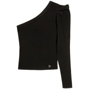 Twinset, Dames, Blouses & Shirts, Zwart, Maat: L Viscose,