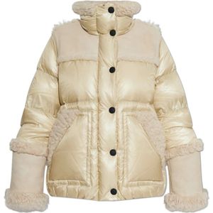 Moncler, Dames, Jassen, Beige, Maat: M Leer,
