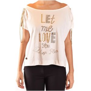 Philipp Plein, Dames, Tops, Wit, Maat: S Katoen,