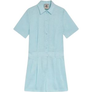 Semicouture, Dames, Jumpsuits & Playsuits, Blauw, Maat: XS Linnen,