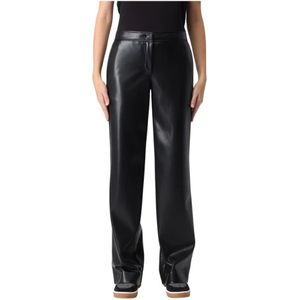Twinset, Dames, Broeken, Zwart, Maat: M Leer,