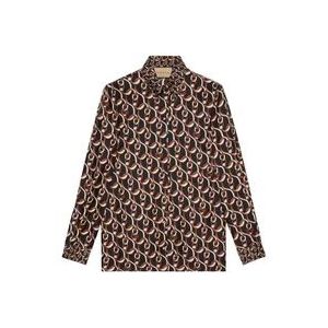 Gucci Zijden shirt met kettingprint , Multicolor , Dames , Maat: 2XS