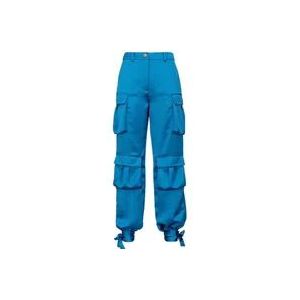 Pinko Blauwe Satijnen Cargo Broek Chic Stijl , Blue , Dames , Maat: 2XS