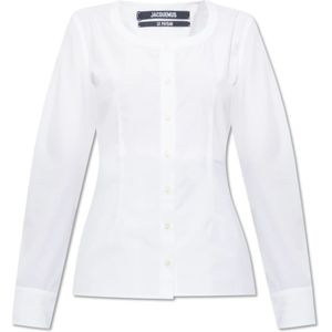 Jacquemus, Dames, Blouses & Shirts, Wit, Maat: XS Leer,