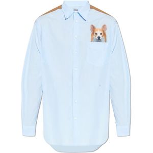 Moschino, Heren, Overhemden, Blauw, Maat: M Katoen,