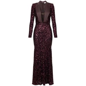 Elisabetta Franchi, Dames, Jurken, Paars, Maat: XS Satijn,