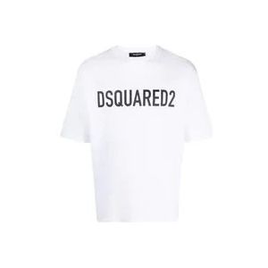 Dsquared2 Witte T-shirts en Polos met ronde hals , White , Heren , Maat: M