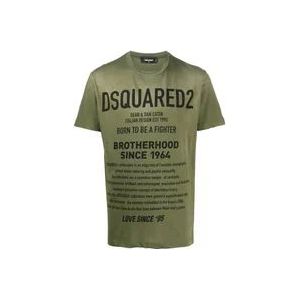 Dsquared2 Groene Dsquared T-shirt met Vernietiging , Green , Heren , Maat: XL