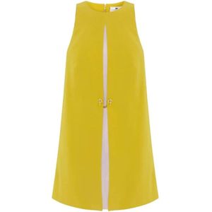 Elisabetta Franchi, Dames, Jurken, Geel, Maat: S Satijn,