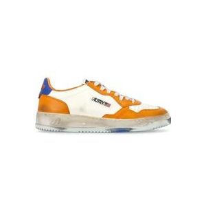 Autry Oranje Leren Sneakers voor Heren , Orange , Heren , Maat: 44 EU