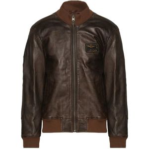 Aeronautica Militare, Heren, Jassen, Bruin, Maat: S Leer,