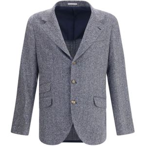 Brunello Cucinelli, Heren, Jassen, Blauw, Maat: L Wol,
