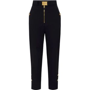 Elisabetta Franchi, Dames, Broeken, Zwart, Maat: S Voile,