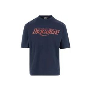 Dsquared2 Blauwe T-shirts & Polos Ss24 , Blue , Heren , Maat: M