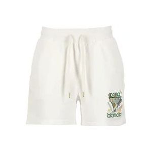 Casablanca Witte katoenen shorts met elastische taille en trekkoord , White , Dames , Maat: S