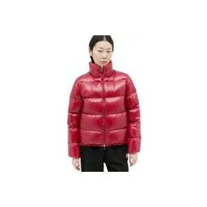 Moncler Gewatteerd Donsjack met Opstaande Kraag , Red , Dames , Maat: XL