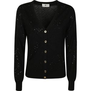 Elisabetta Franchi, Dames, Truien, Zwart, Maat: S