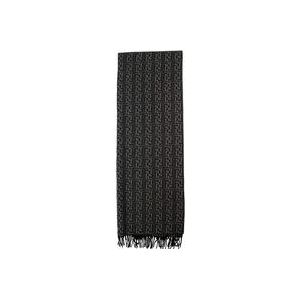 Fendi Zwarte wollen sjaal met 3D-effect , Black , Dames , Maat: ONE Size