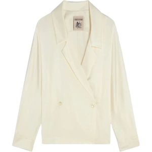 Semicouture, Dames, Blouses & Shirts, Wit, Maat: M Zijde,