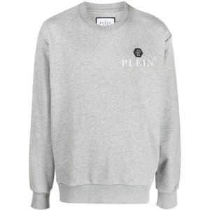 Philipp Plein, Heren, Sweatshirts & Hoodies, Grijs, Maat: 3XL