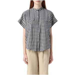 Woolrich, Dames, Blouses & Shirts, Blauw, Maat: L Linnen,