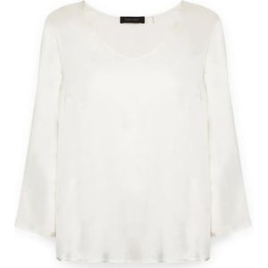 Elena Mirò, Dames, Blouses & Shirts, Wit, Maat: M Satijn,