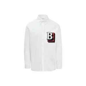 Burberry Katoenen overhemd met geborduurde details , White , Heren , Maat: 2XS