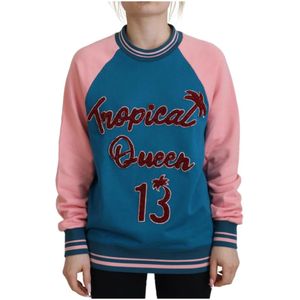 Dolce & Gabbana, Dames, Sweatshirts & Hoodies, Blauw, Maat: 3XS Katoen,