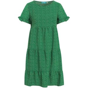 TOOche - Victory - Jurk - Beige/Groen - Korte Mouwen - Bloemenprint