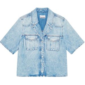 Ganni, Dames, Blouses & Shirts, Blauw, Maat: XS Denim,