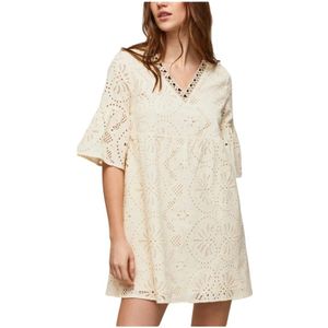 Pepe Jeans, Dames, Jurken, Beige, Maat: S Katoen,