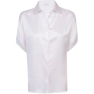 Eleventy, Dames, Blouses & Shirts, Wit, Maat: 2XS Zijde,