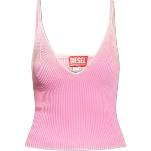 Diesel, Dames, Tops, Roze, Maat: 2XS Katoen,