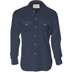 MC2 Saint Barth, Heren, Overhemden, Blauw, Maat: L Linnen,