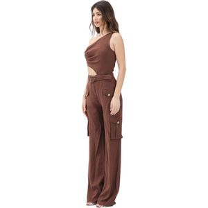 Versace Jeans Couture - Jumpsuit - Bruin - Katoen - Asymmetrisch Ontwerp