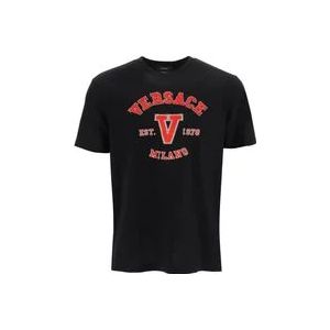 Versace Zwart T-Shirt - Regular Fit - Geschikt voor alle temperaturen - 100% katoen , Black , Heren , Maat: S