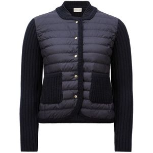 Moncler, Dames, Jassen, Blauw, Maat: L Wol,