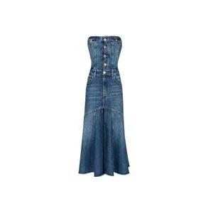 Pinko Vintage Denim Midi Jurk , Blue , Dames , Maat: XS