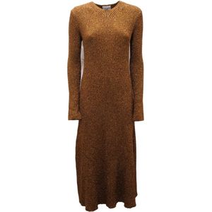 Ganni, Dames, Jurken, Bruin, Maat: M Viscose,