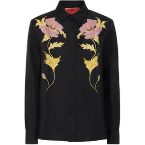 La DoubleJ, Dames, Blouses & Shirts, Zwart, Maat: M Zijde,