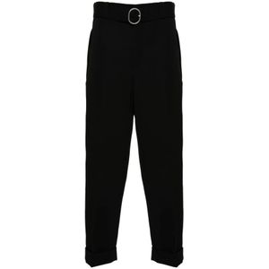 Jil Sander, Heren, Broeken, Zwart, Maat: M Wol,