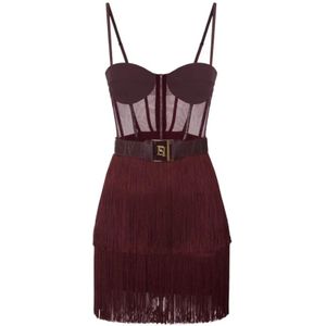 Elisabetta Franchi, Dames, Jurken, Rood, Maat: L Vinyl,
