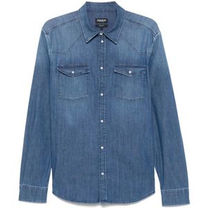 Dondup, Heren, Overhemden, Blauw, Maat: L Denim,