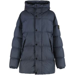 Stone Island, Heren, Mantels, Blauw, Maat: 2XL Nylon,