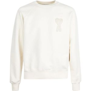 Ami Paris, Heren, Sweatshirts & Hoodies, Beige, Maat: 2XL Katoen,